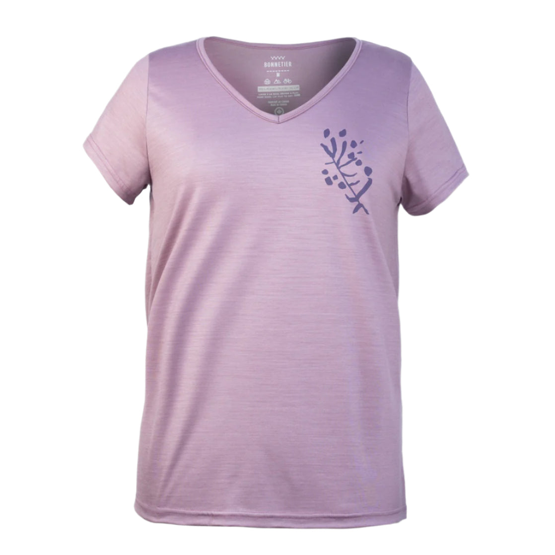 T-Shirt Mérinos Femme Mauve Pâle Ultra Léger - Flora
