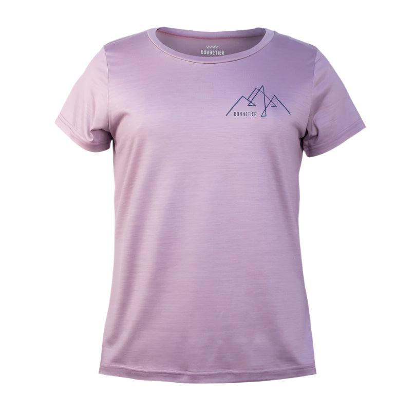 T-Shirt Mérinos Femme Mauve Pâle Ultra Léger - Paysage