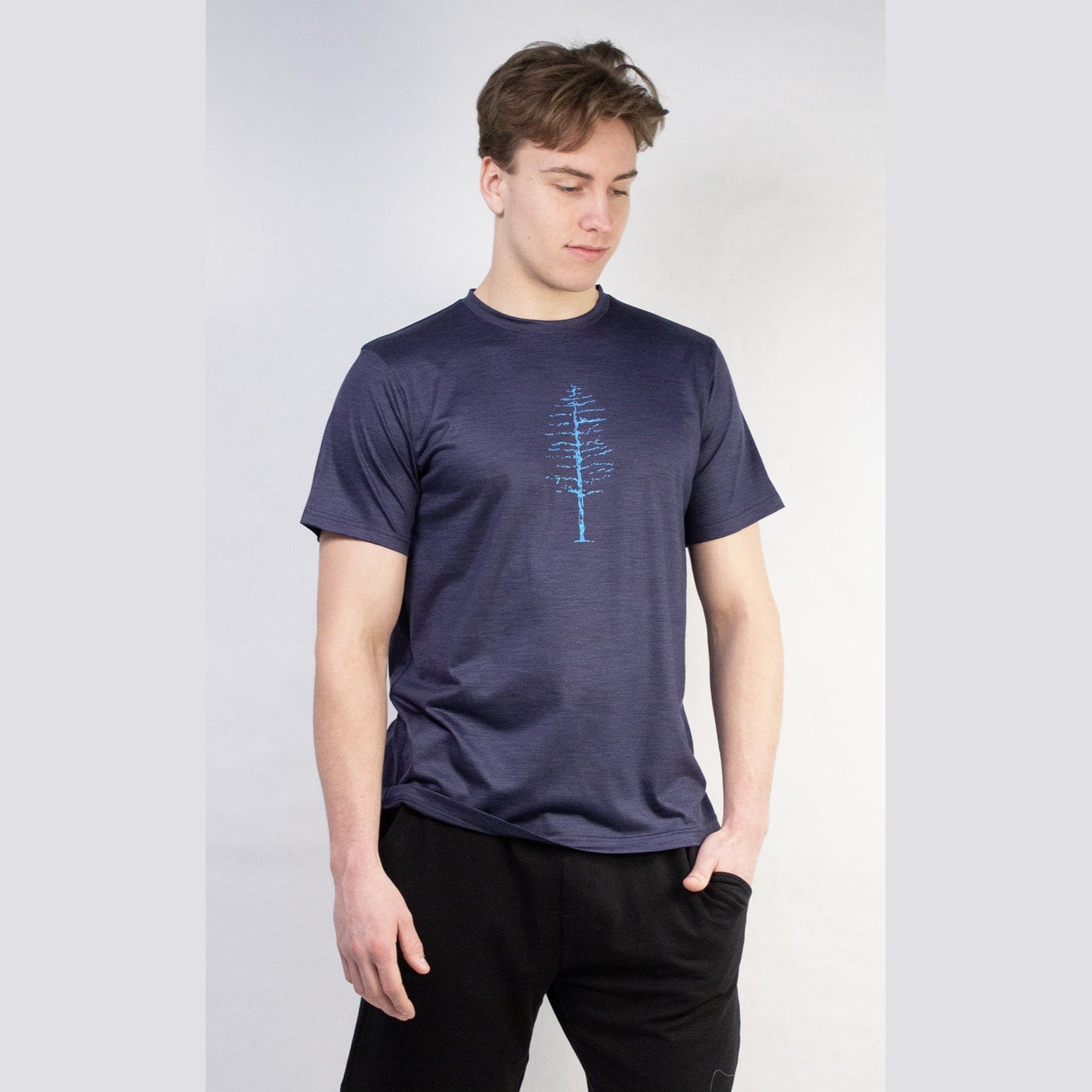 T-Shirt Mérinos Homme Bleu Nuit Ultra Léger - Shacky Tree