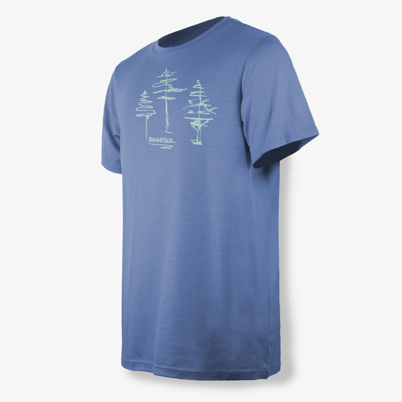 T-Shirt Mérinos Homme Bleu Ultra Léger - Trois arbres