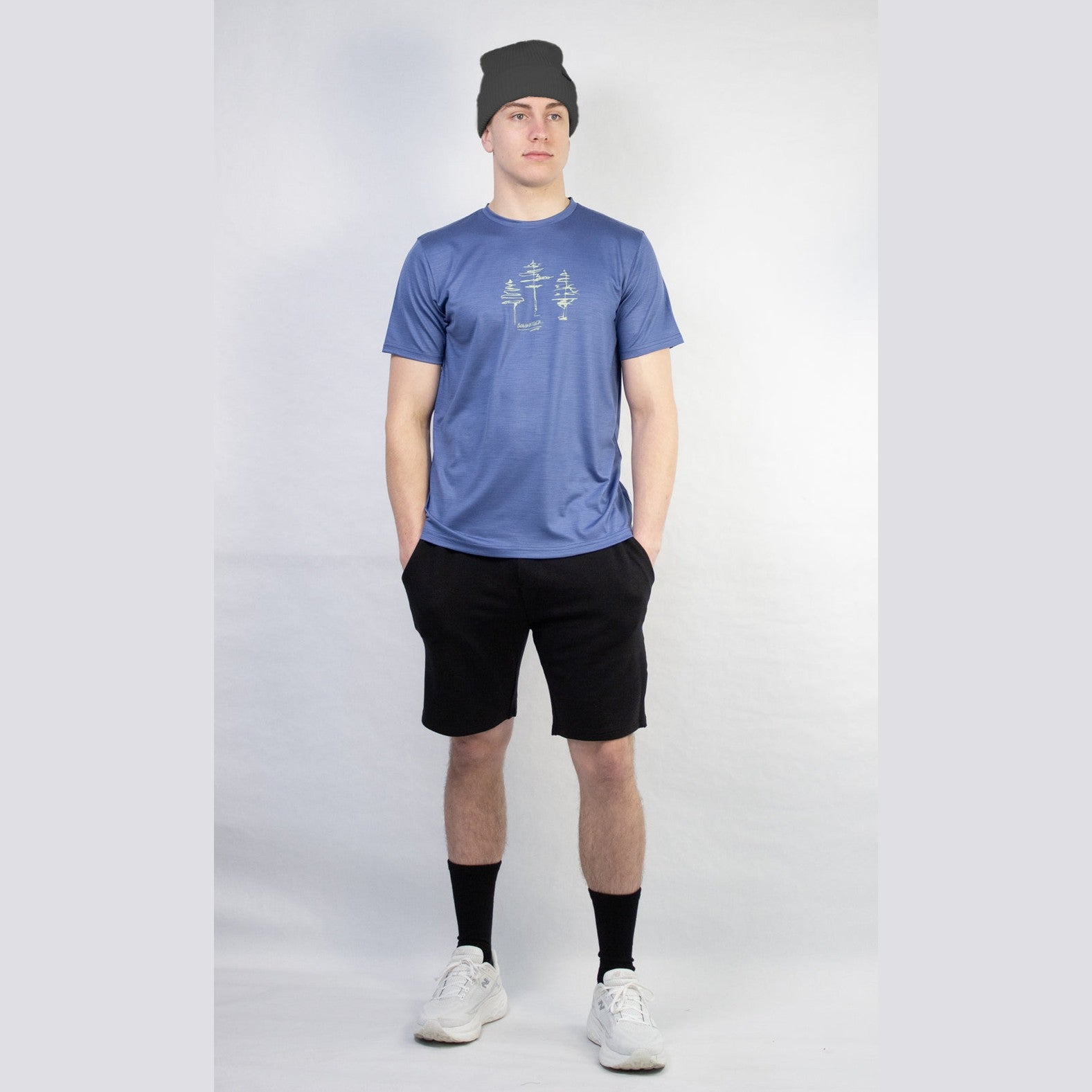 T-Shirt Mérinos Homme Bleu Ultra Léger - Trois arbres