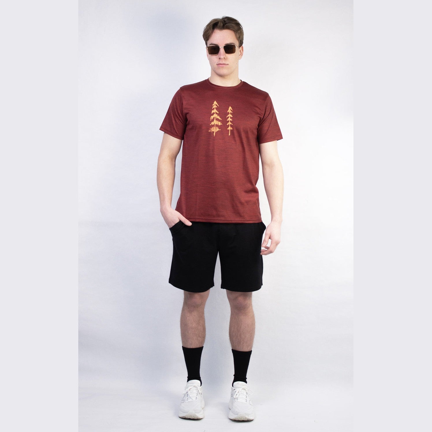 T-Shirt Mérinos Homme Carmin Chiné Ultra Léger - Deux Pins