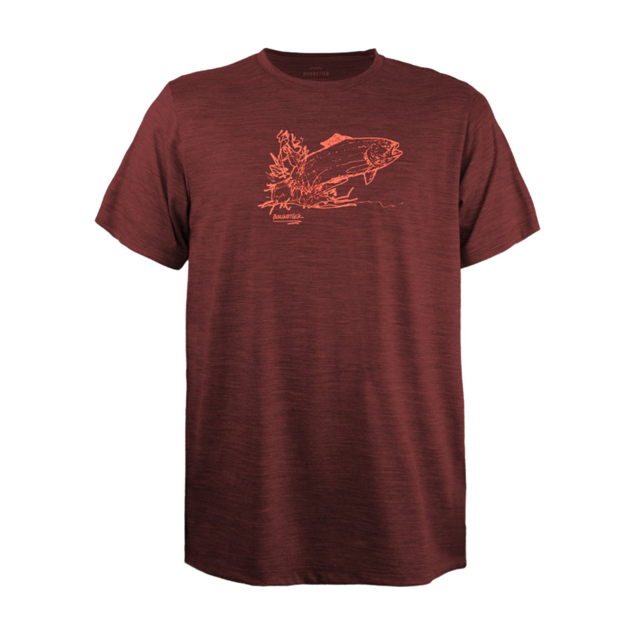 T-Shirt Mérinos Homme Carmin Chiné Ultra Léger - Saut