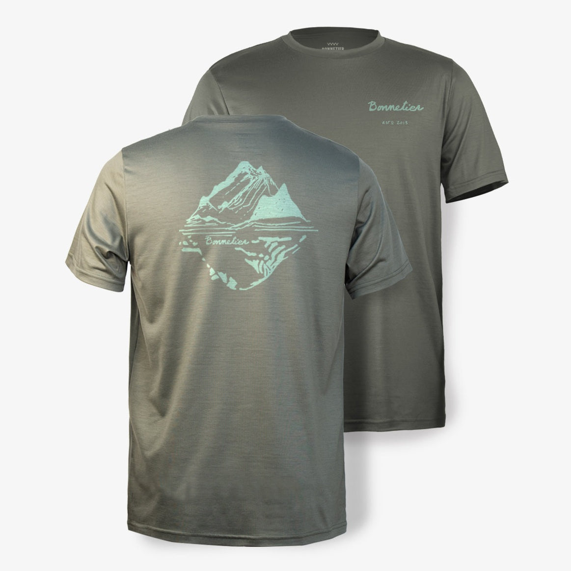 T-Shirt Mérinos Homme Vert Gris Ultra Léger - Bic