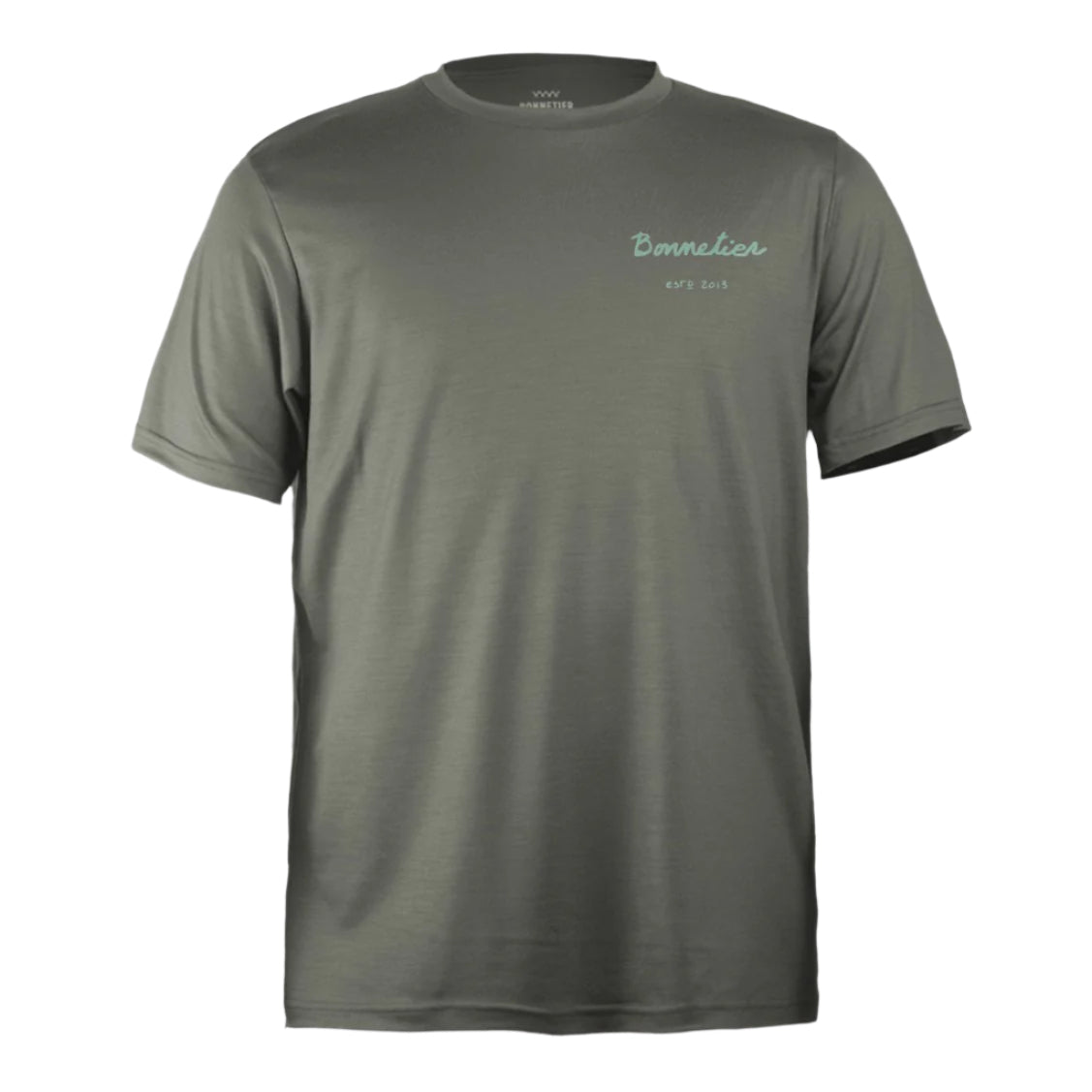T-Shirt Mérinos Homme Vert Gris Ultra Léger - Bic