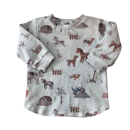 T-shirt manches longues à motifs petite ferme