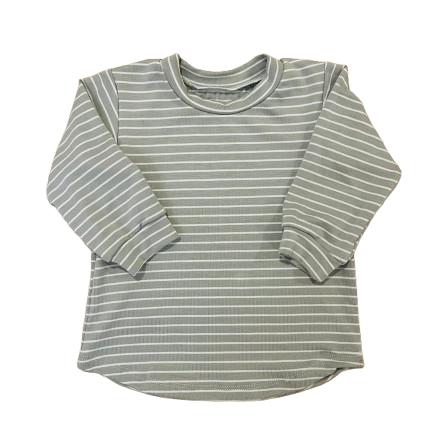 T-shirt manches longues à rayures sauge