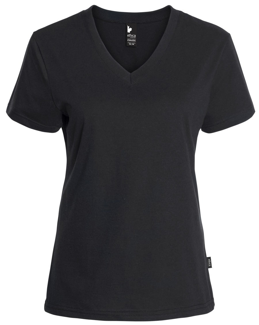 Le t-shirt uni col en V - Femme