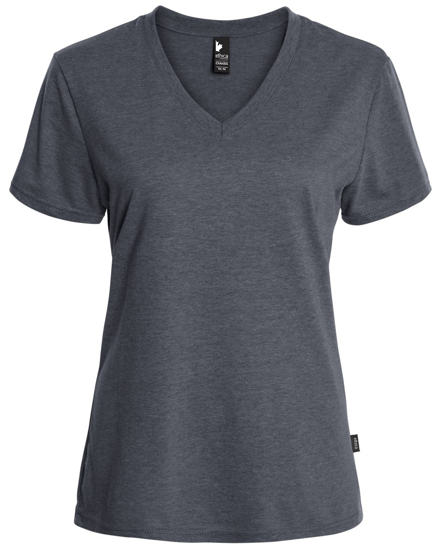 Le t-shirt uni col en V - Femme