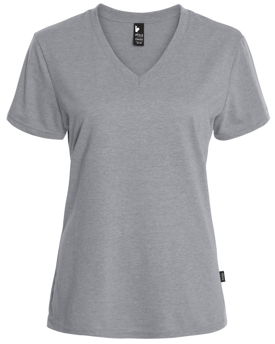 Le t-shirt uni col en V - Femme