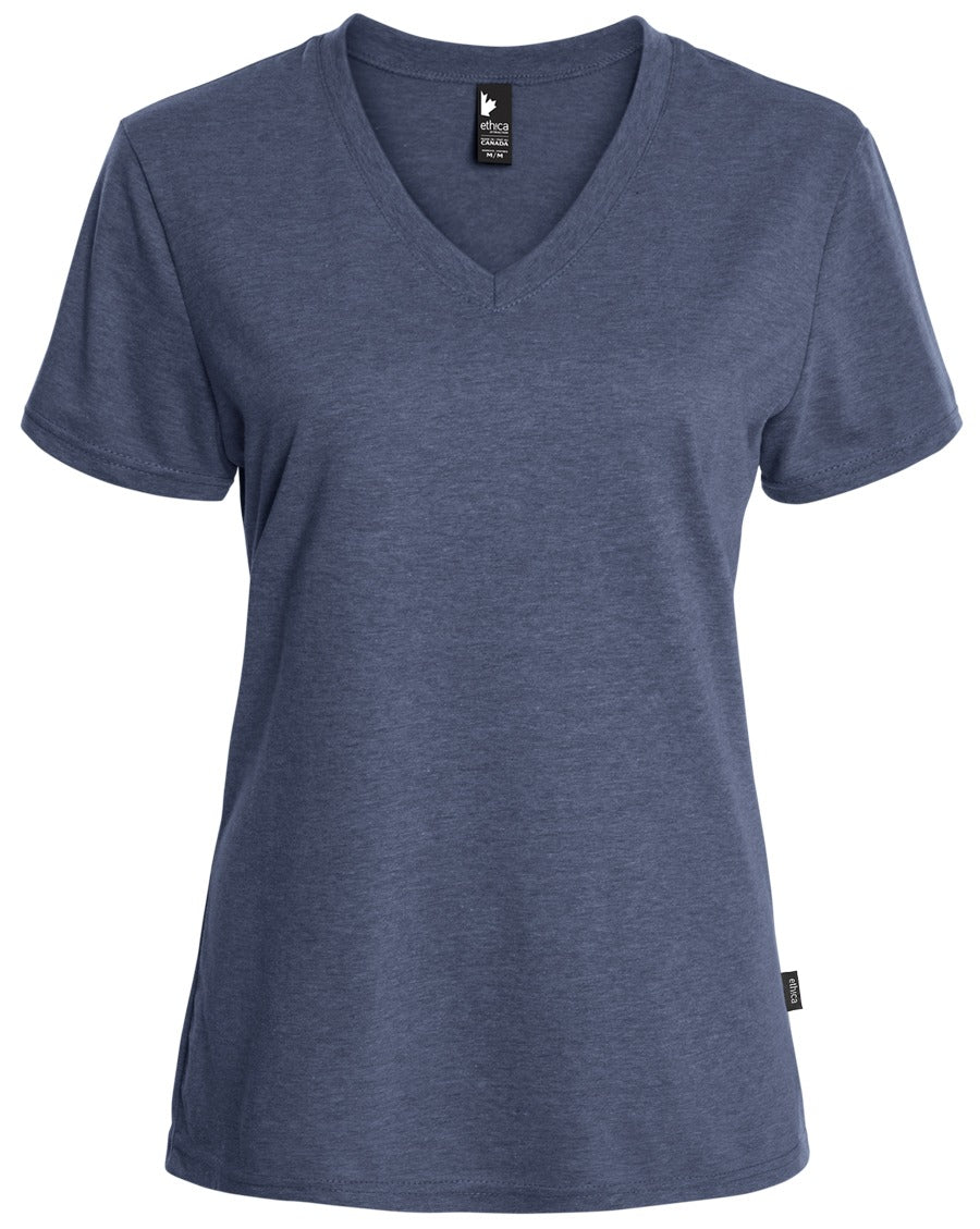 Le t-shirt uni col en V - Femme