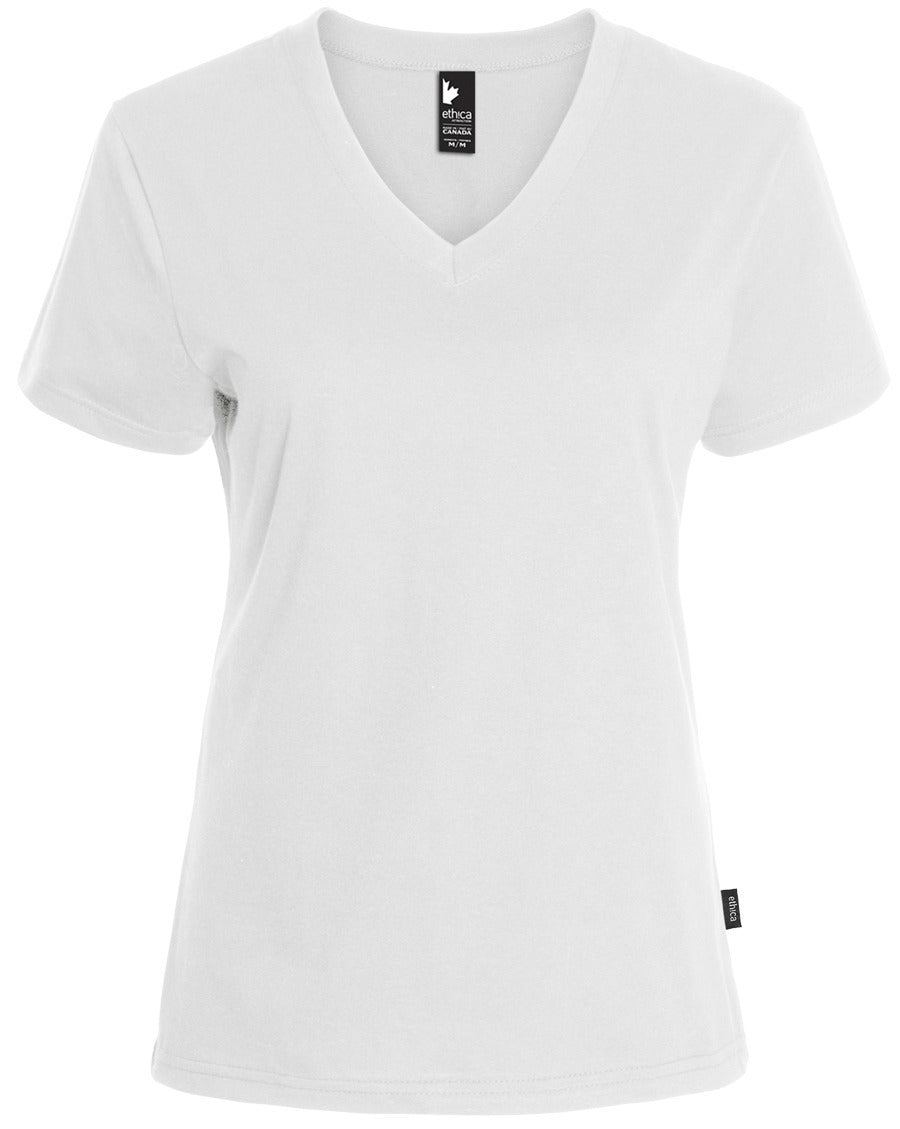 Le t-shirt uni col en V - Femme