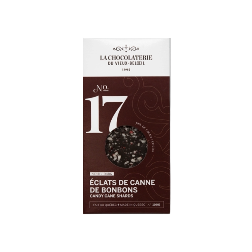 Tablette de chocolat - Éclats de canne de bonbons