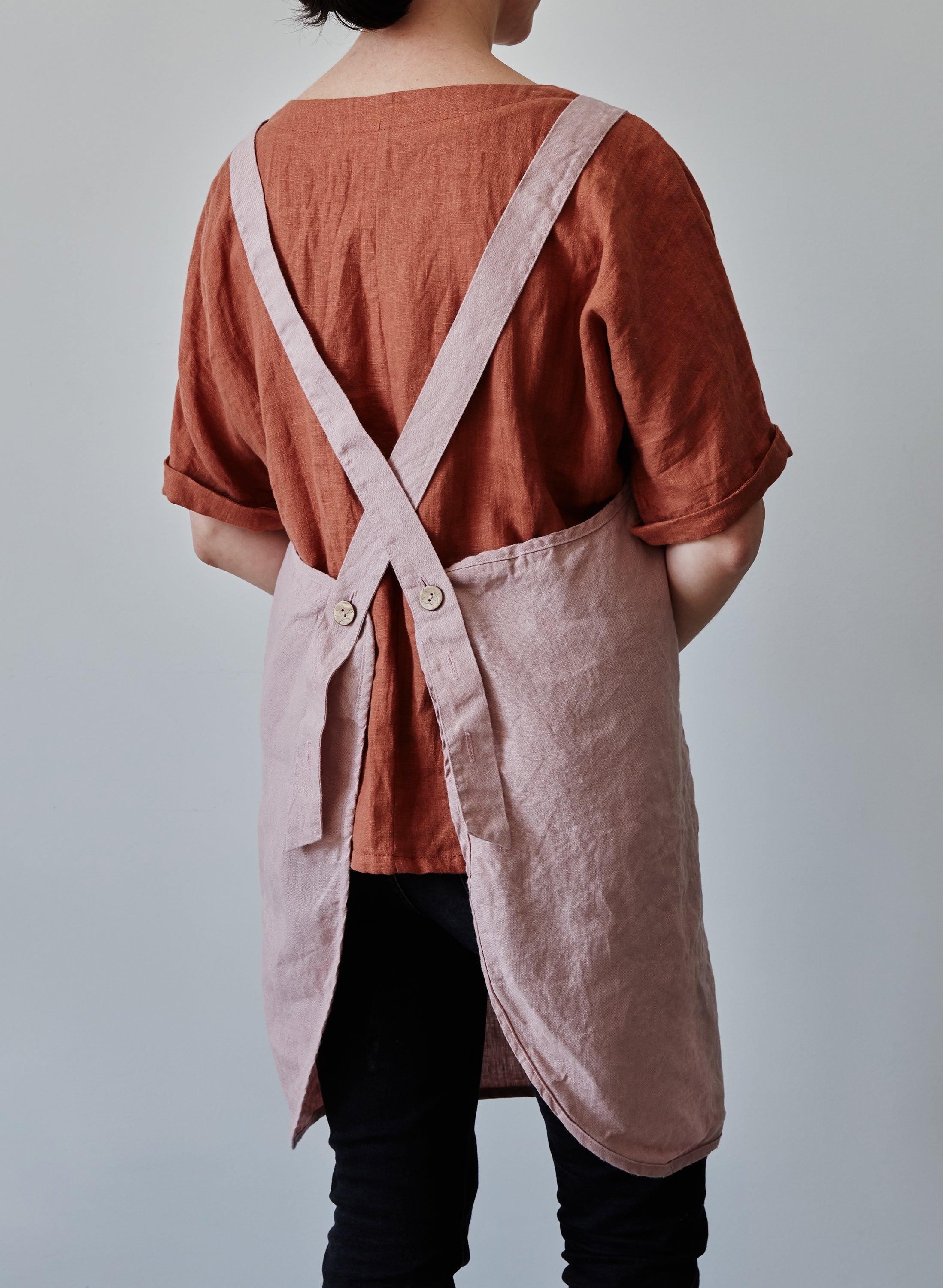 Tablier en lin - Vieux rose