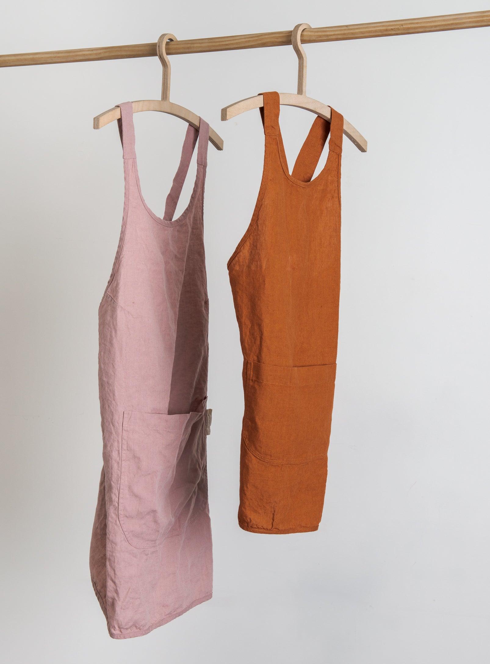 Tablier en lin - Vieux rose