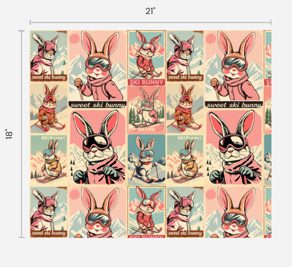 Tissu en doux Ski Bunny 100% coton pour les projets d'art, d'artisanat et de couture