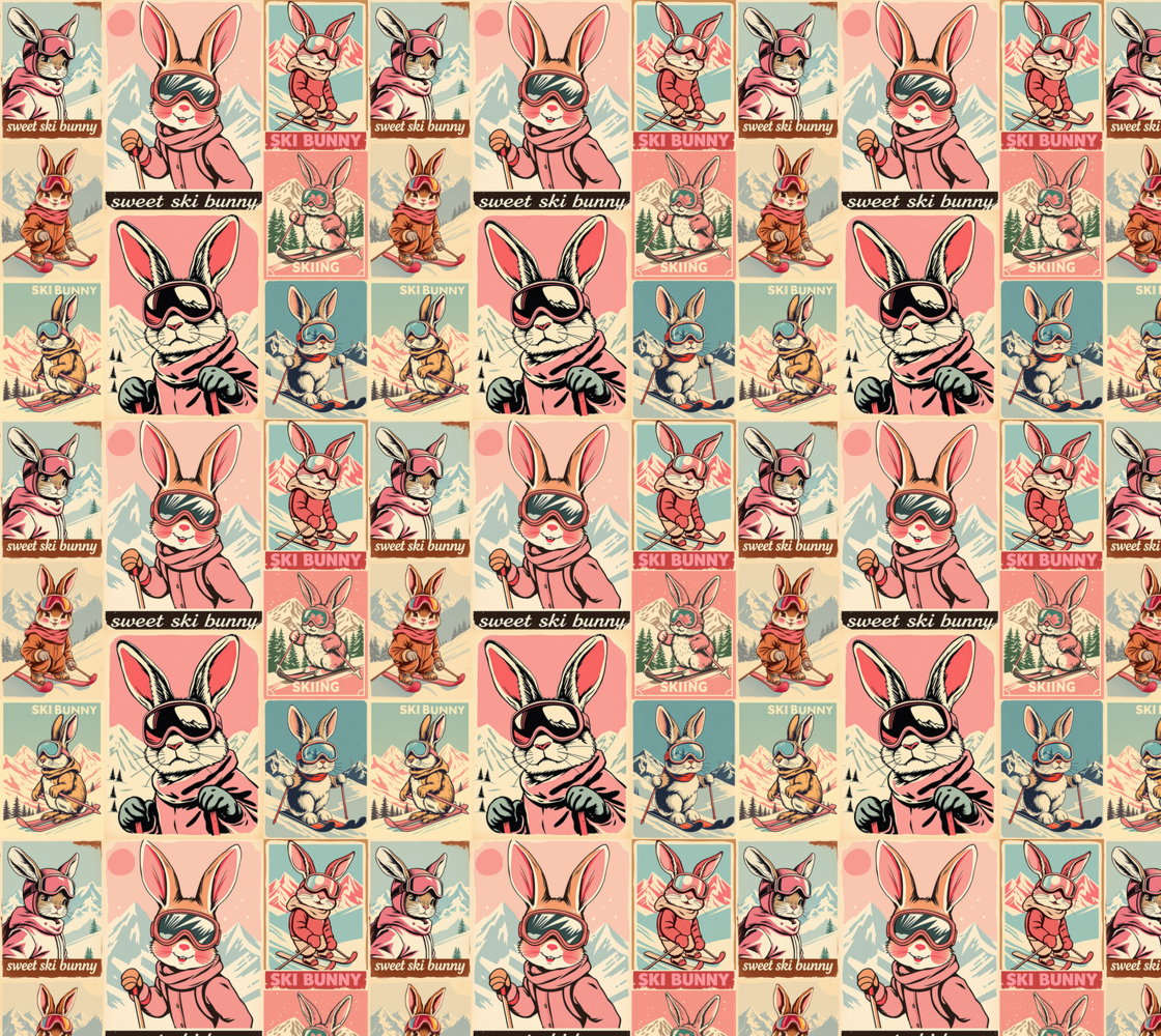 Tissu en doux Ski Bunny 100% coton pour les projets d'art, d'artisanat et de couture
