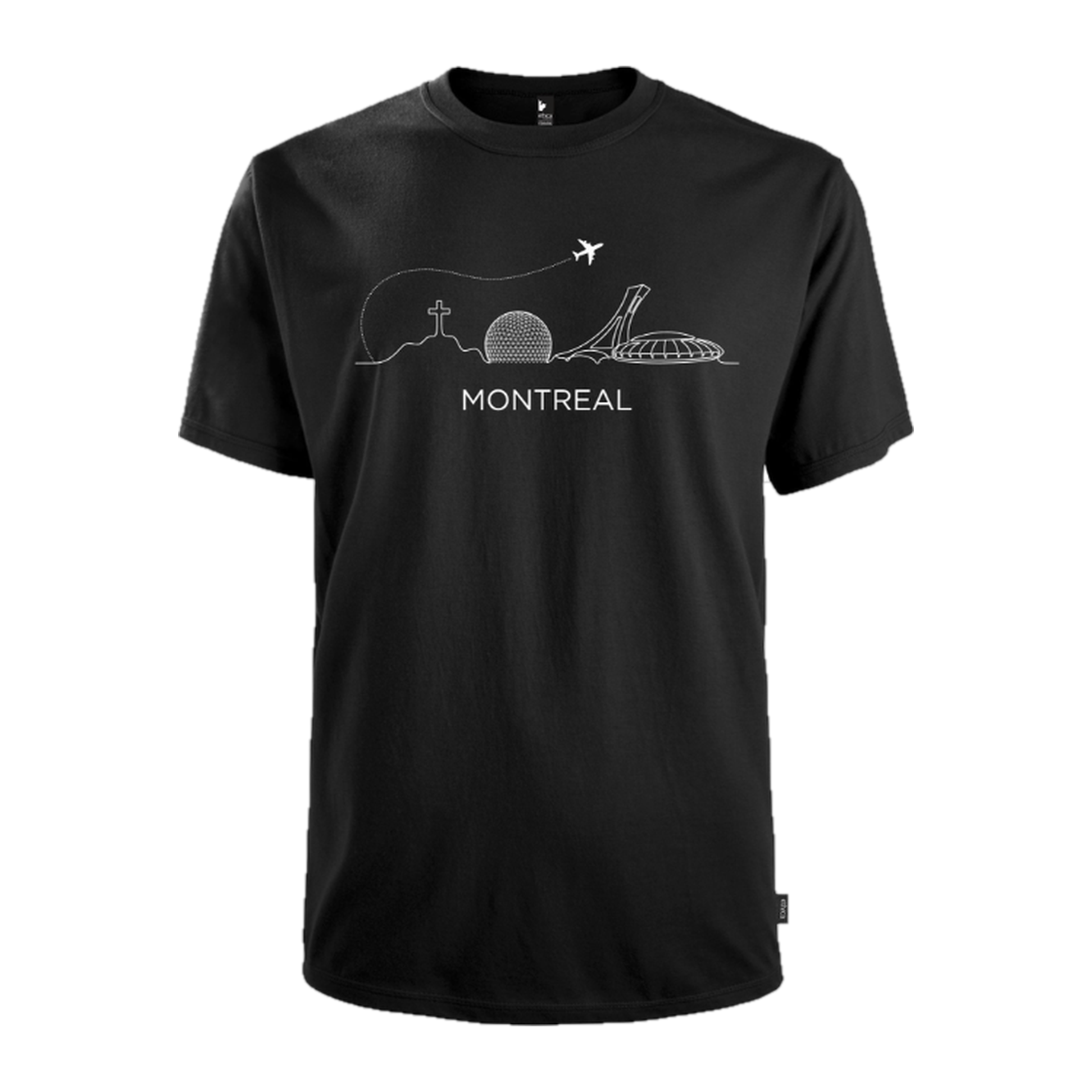 T-shirt col rond unisexe - Montréal Dessin - Noir