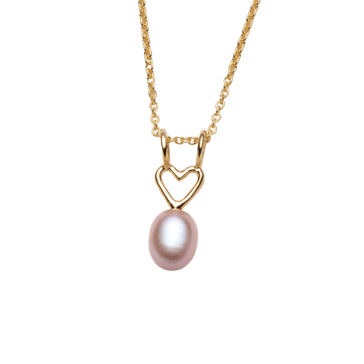 Collier avec breloque coeur et grosse perle rose