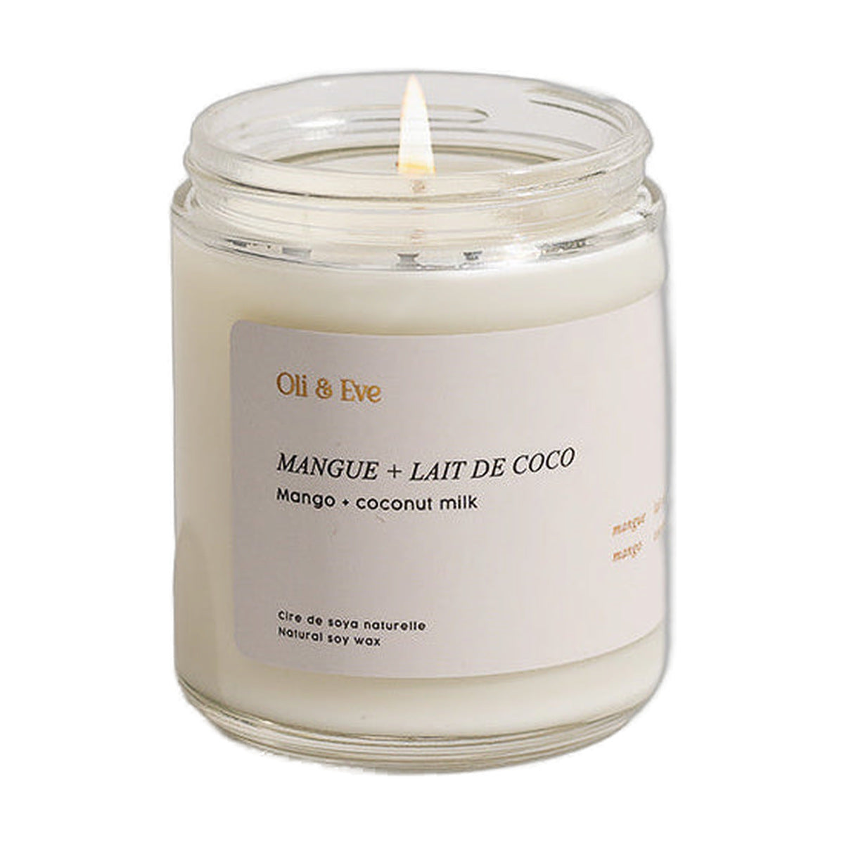 Chandelle - Mangue et lait de coco en verre 8oz - Oli & Eve