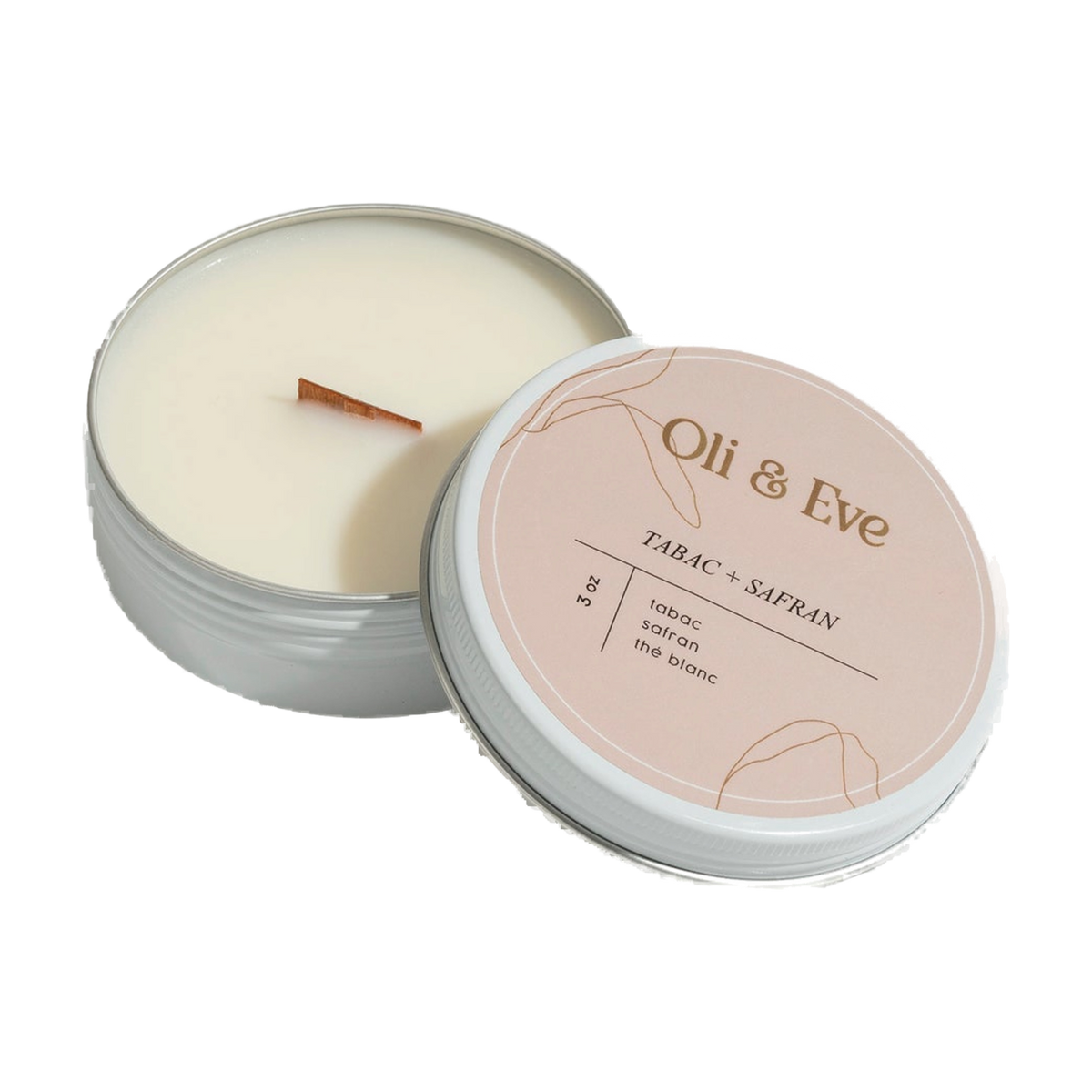 Bougie Oli et Ève Tabac safran 4 oz verre