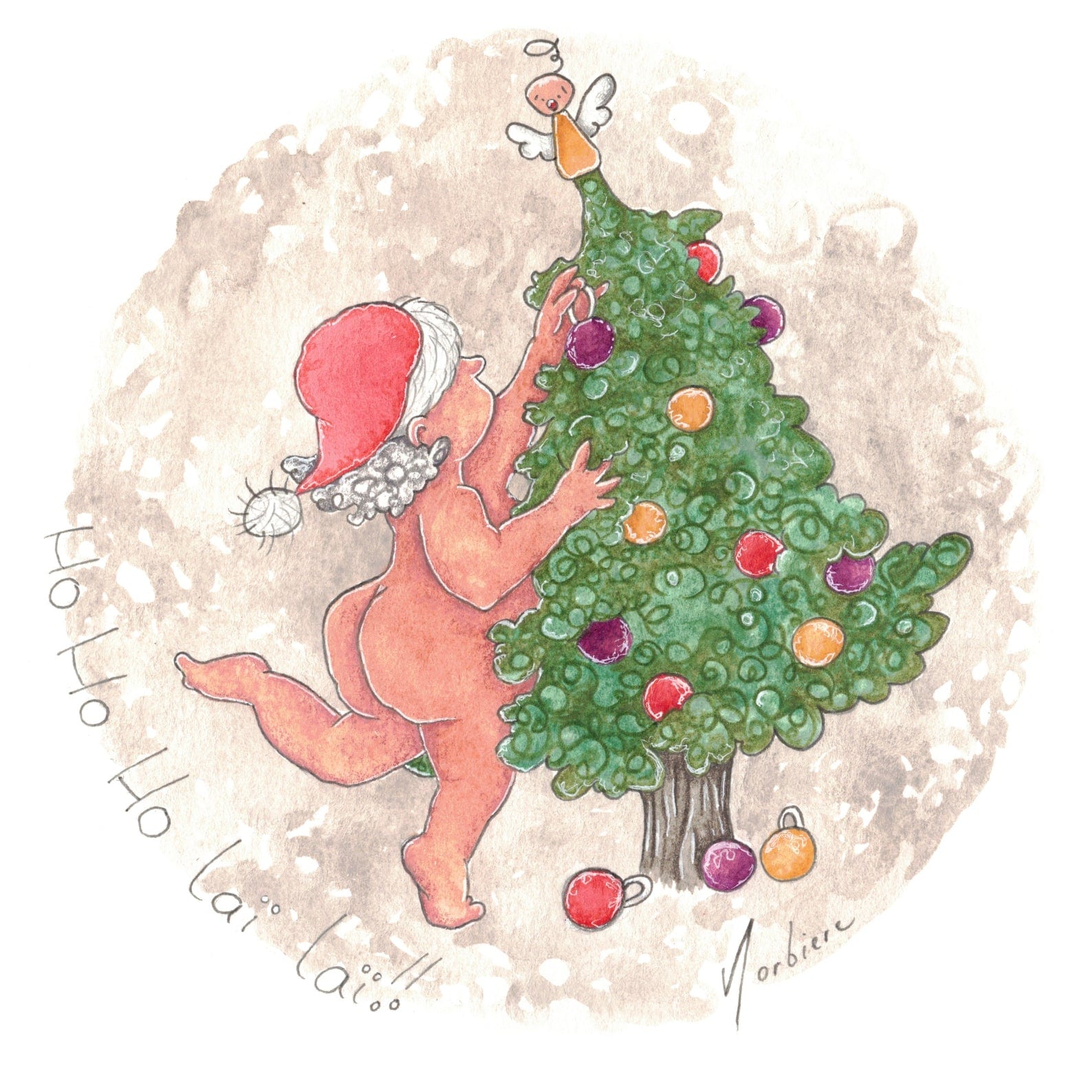 Greeting card - The naked Christmas nude