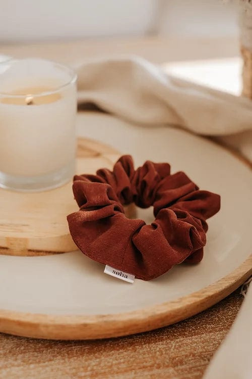 Cupro linen scrunchie - Burgundy