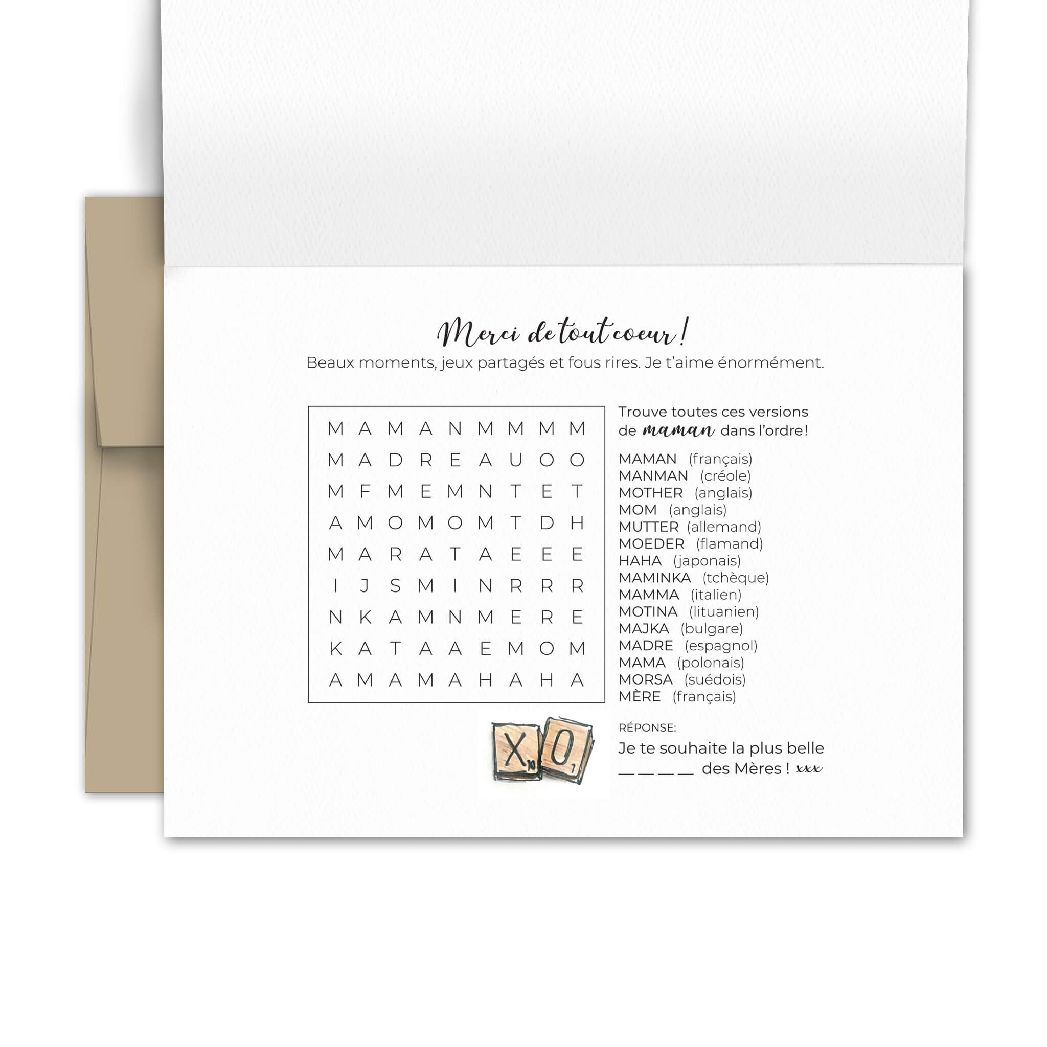 Greeting card - Mother's Day - Scrabble