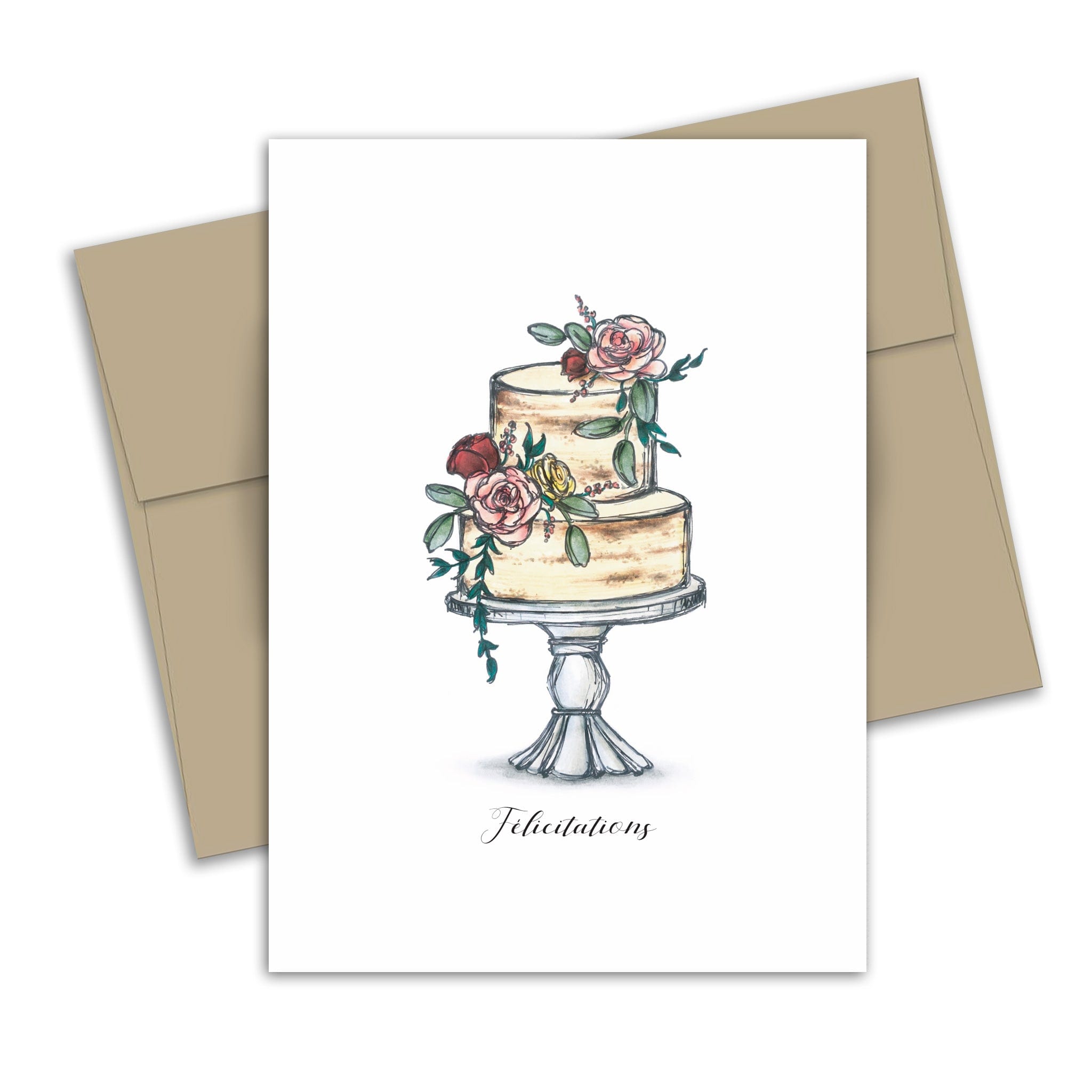 Carte de souhaits - Mariage -  Gâteau de mariage par Fêtes Grenadine vendu par SignéLocal.com