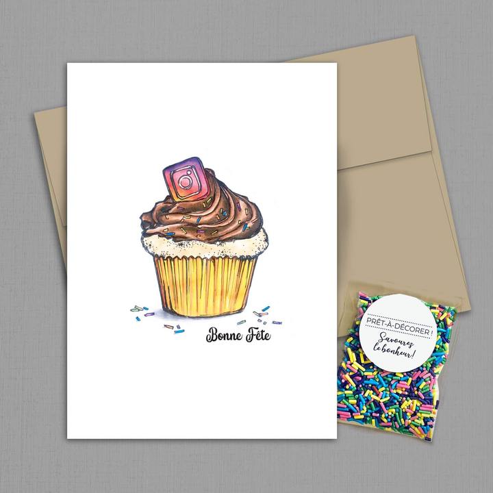 Carte de souhaits - Anniversaire - Cupcake - Instagrammable