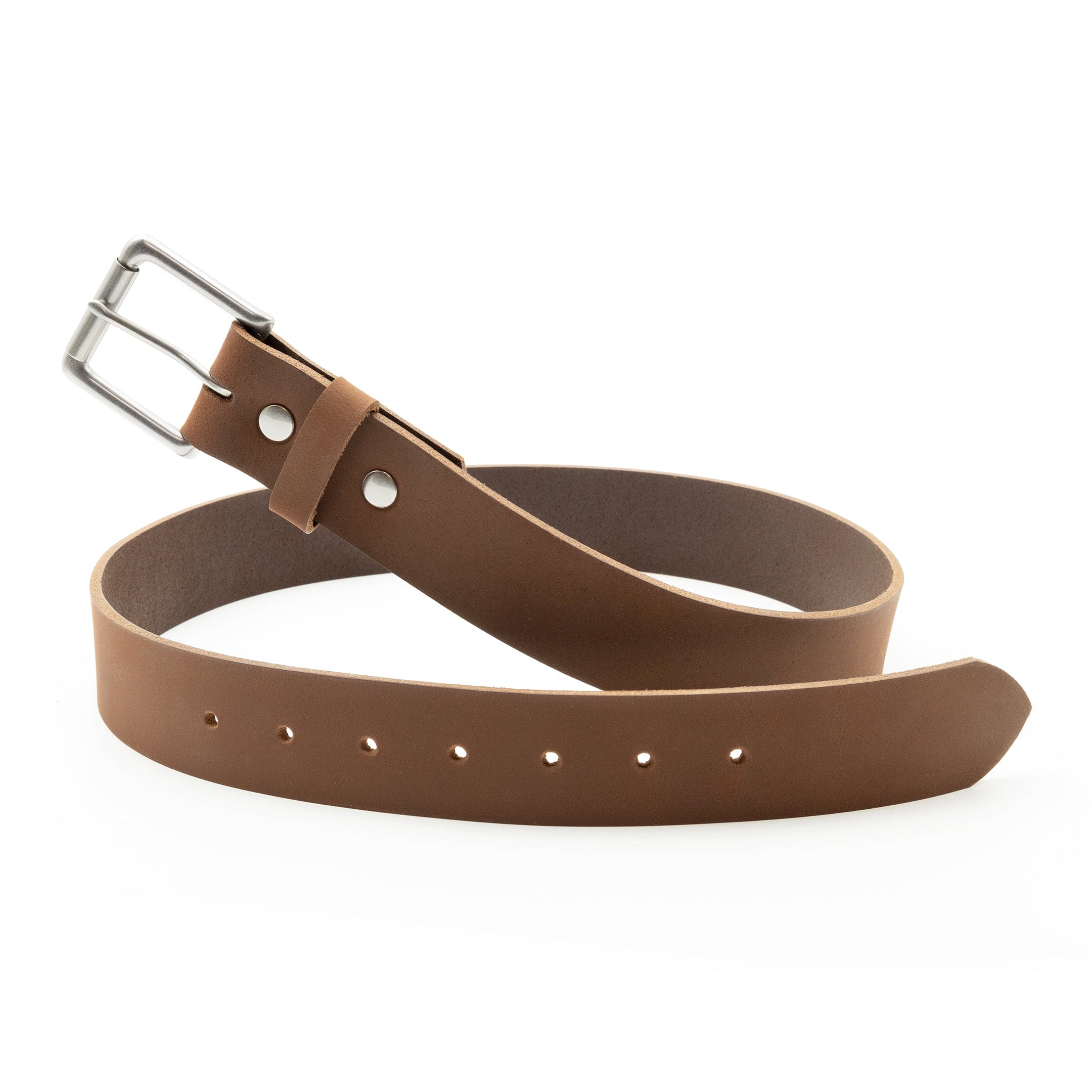 Matte brown leather belt