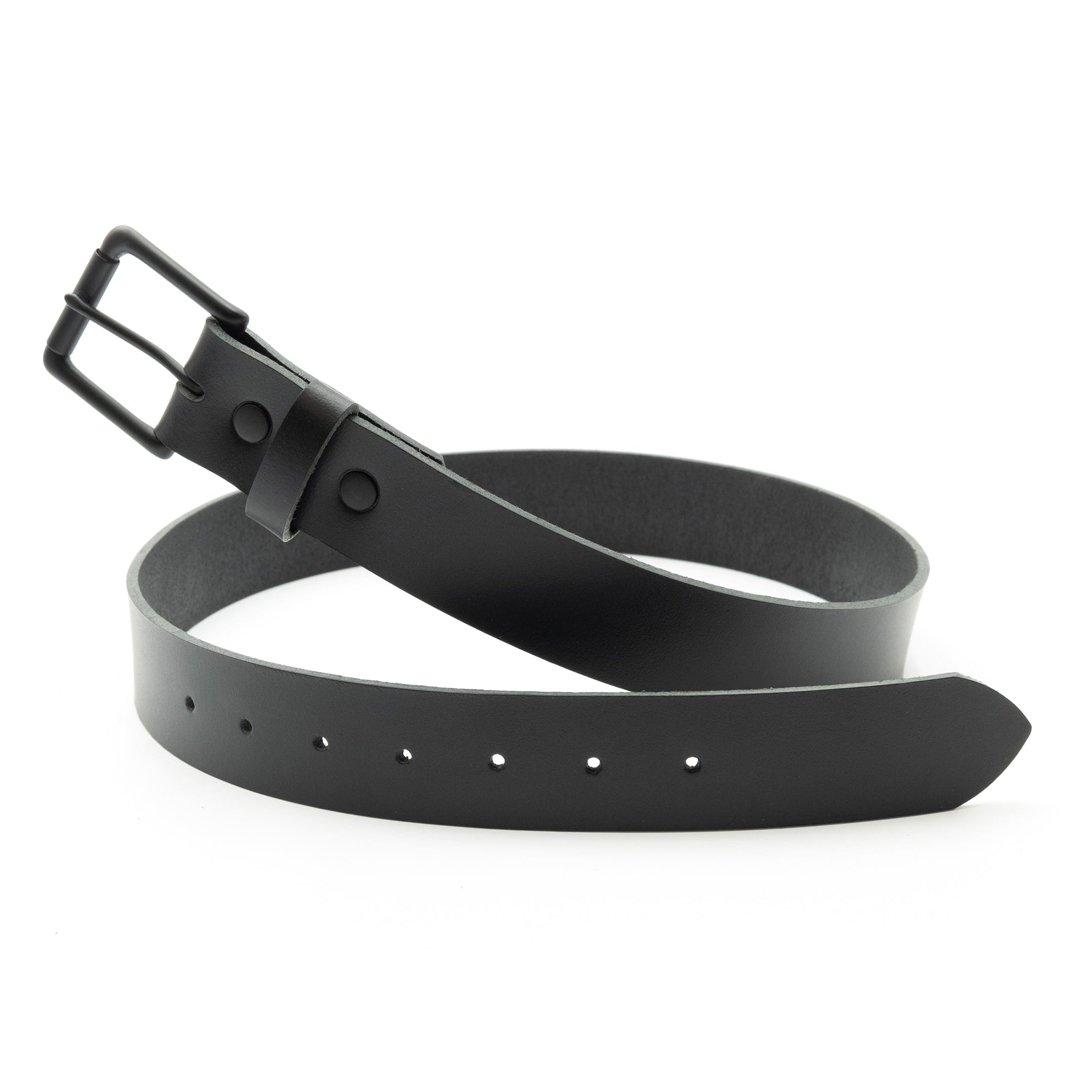 Matte black leather belt