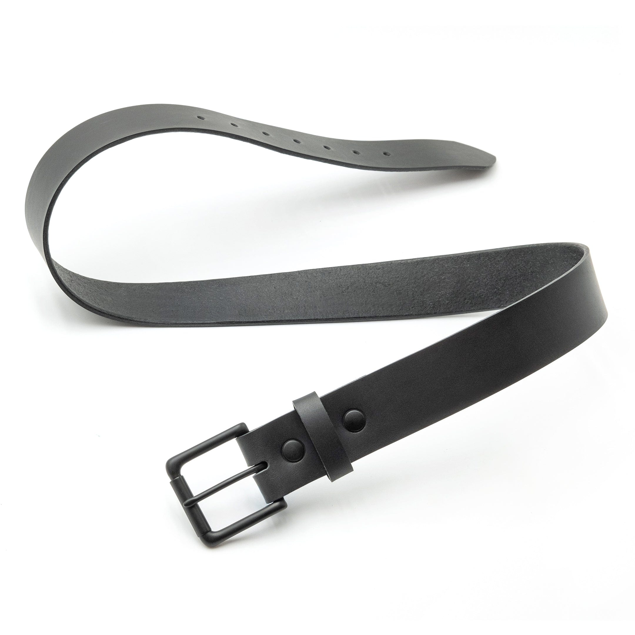 Matte black leather belt