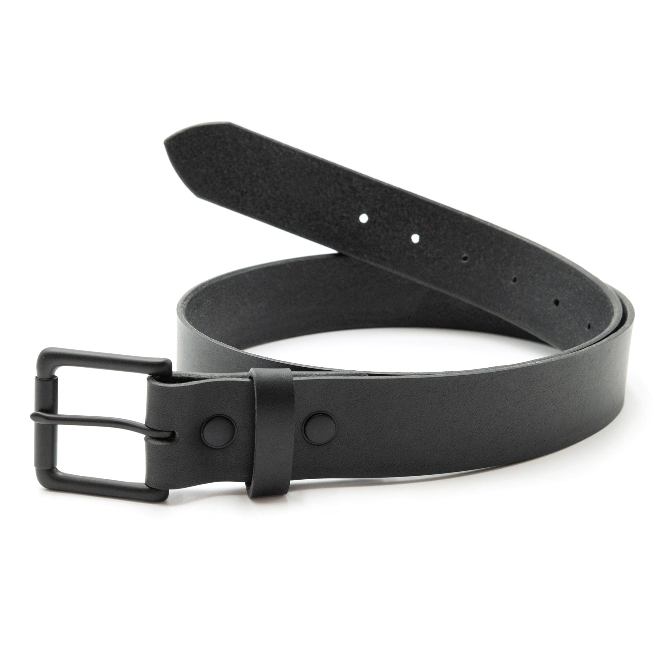 Matte black leather belt