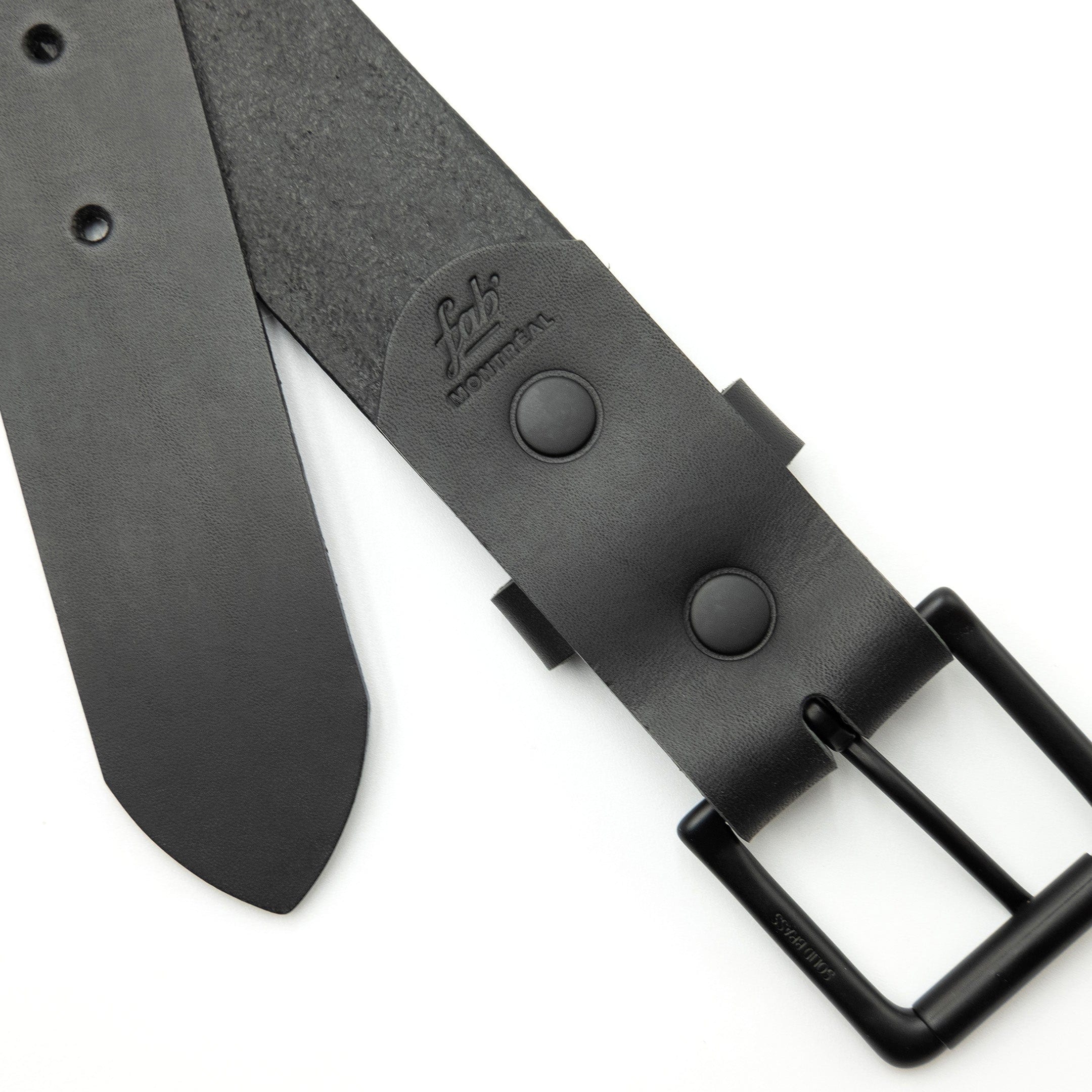 Matte black leather belt