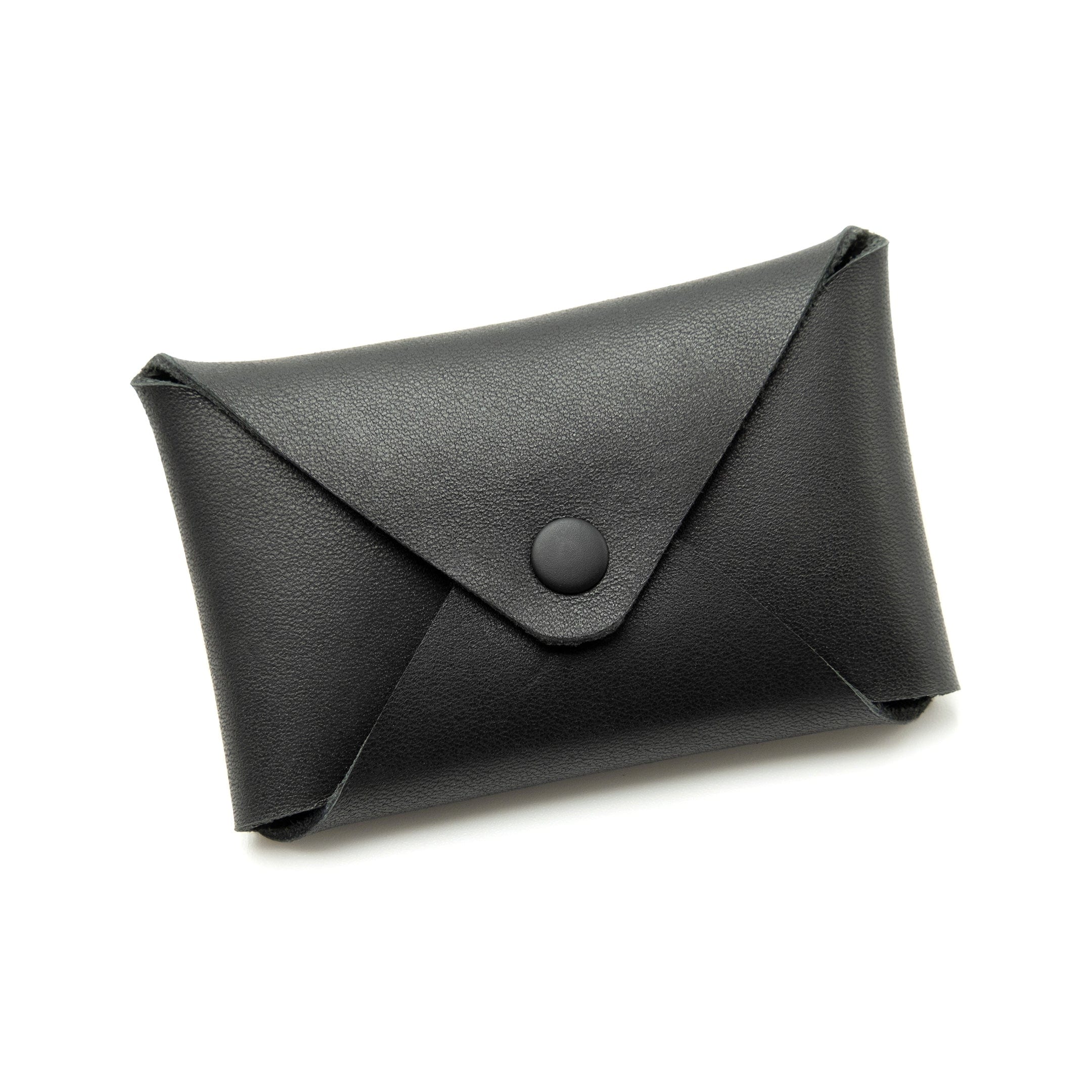Black leather card case