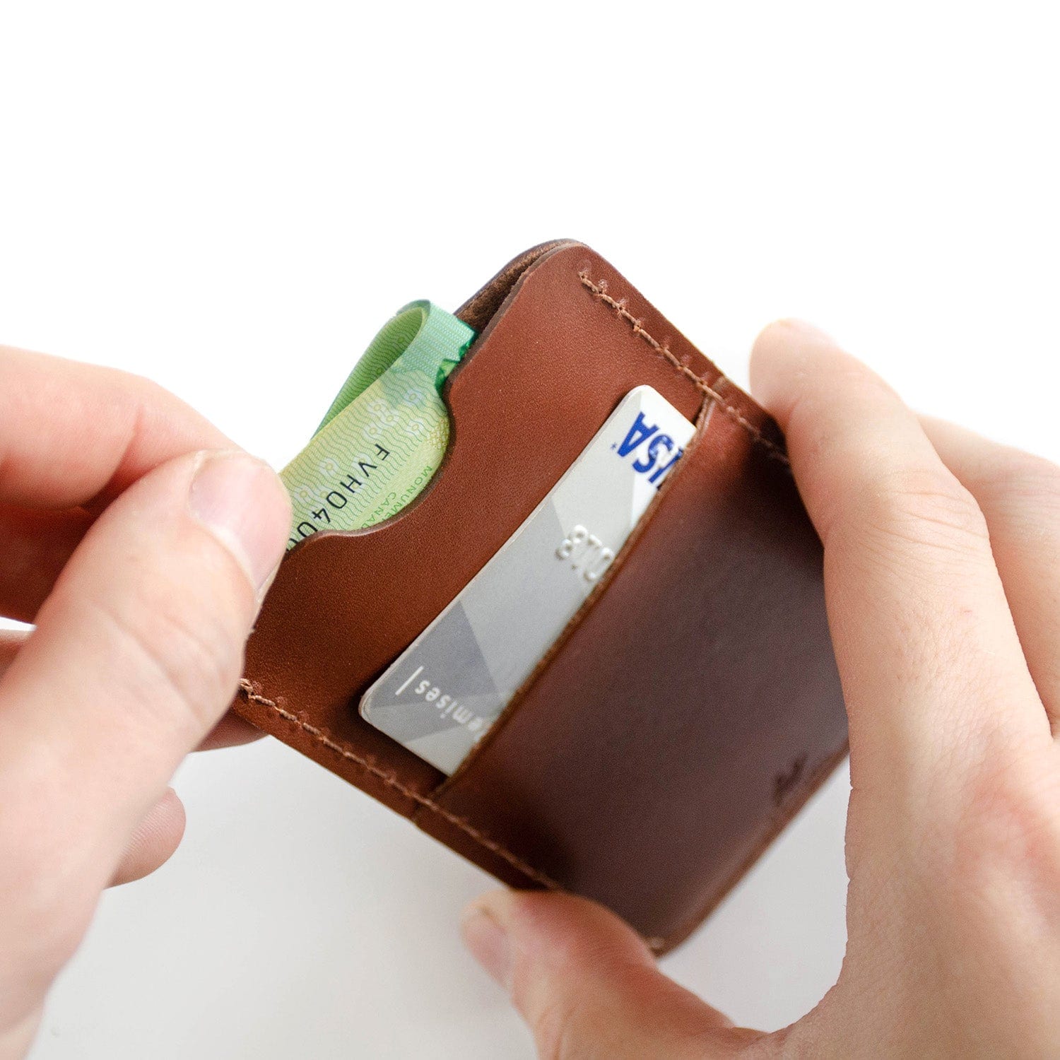 Porte-cartes en cuir brun