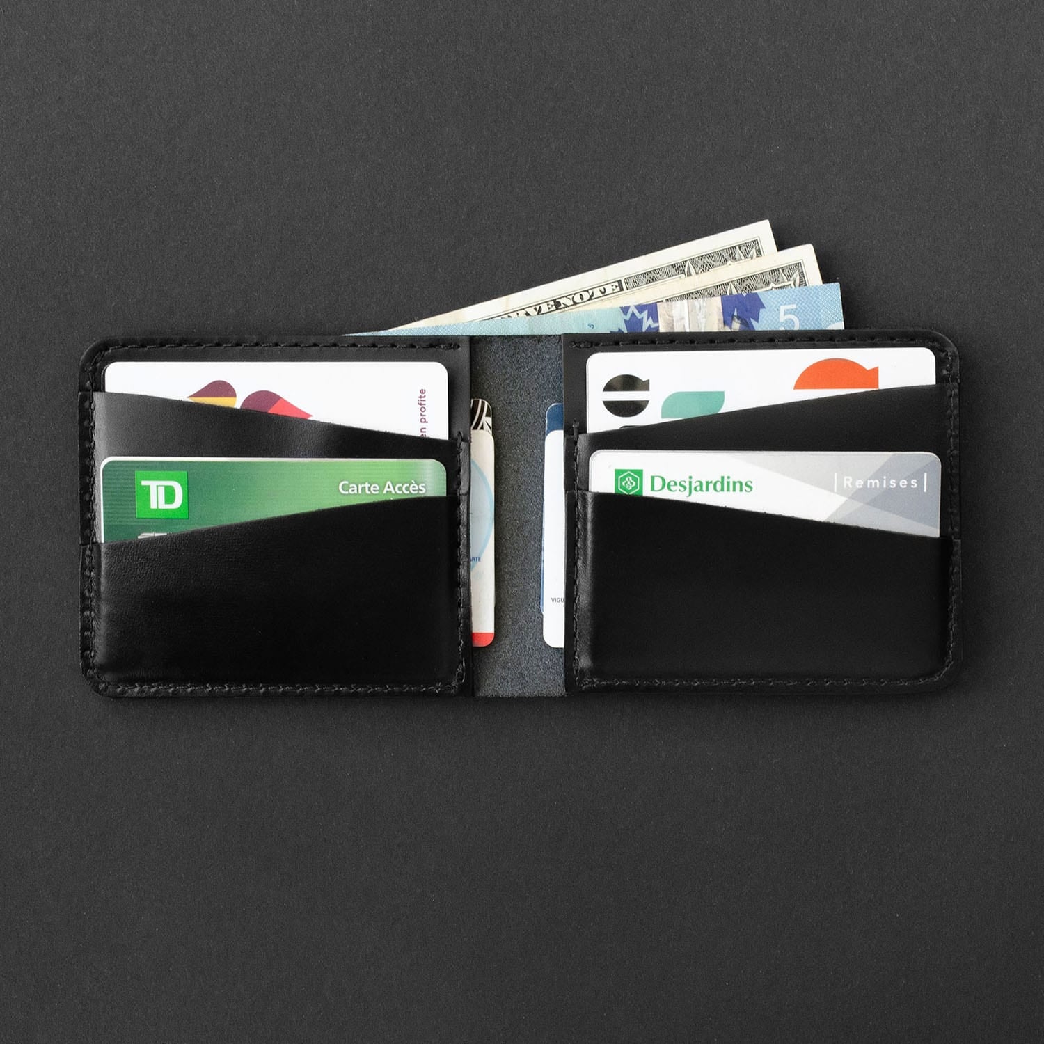 Black Leather Horizontal Wallet