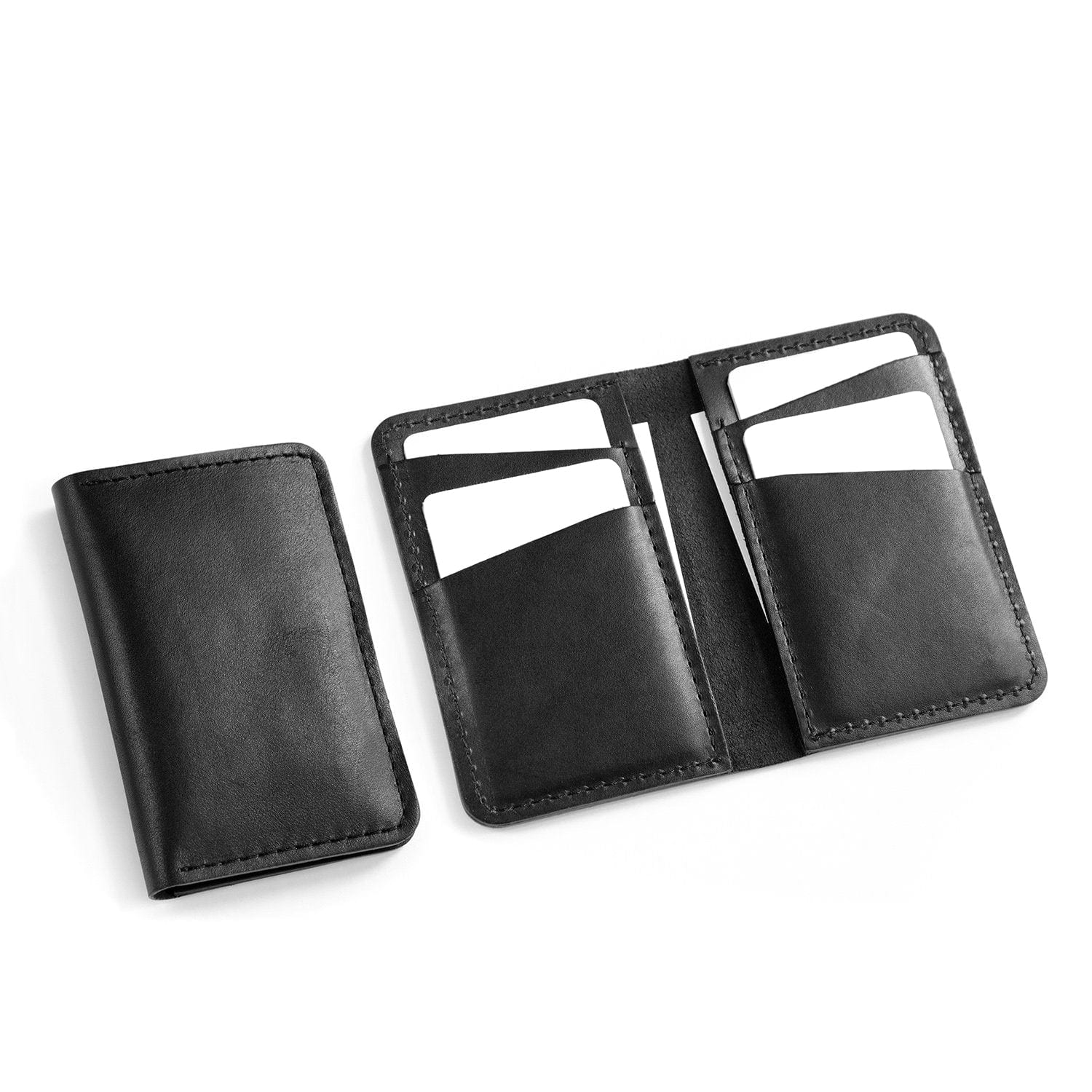 Black Leather Vertical Wallet