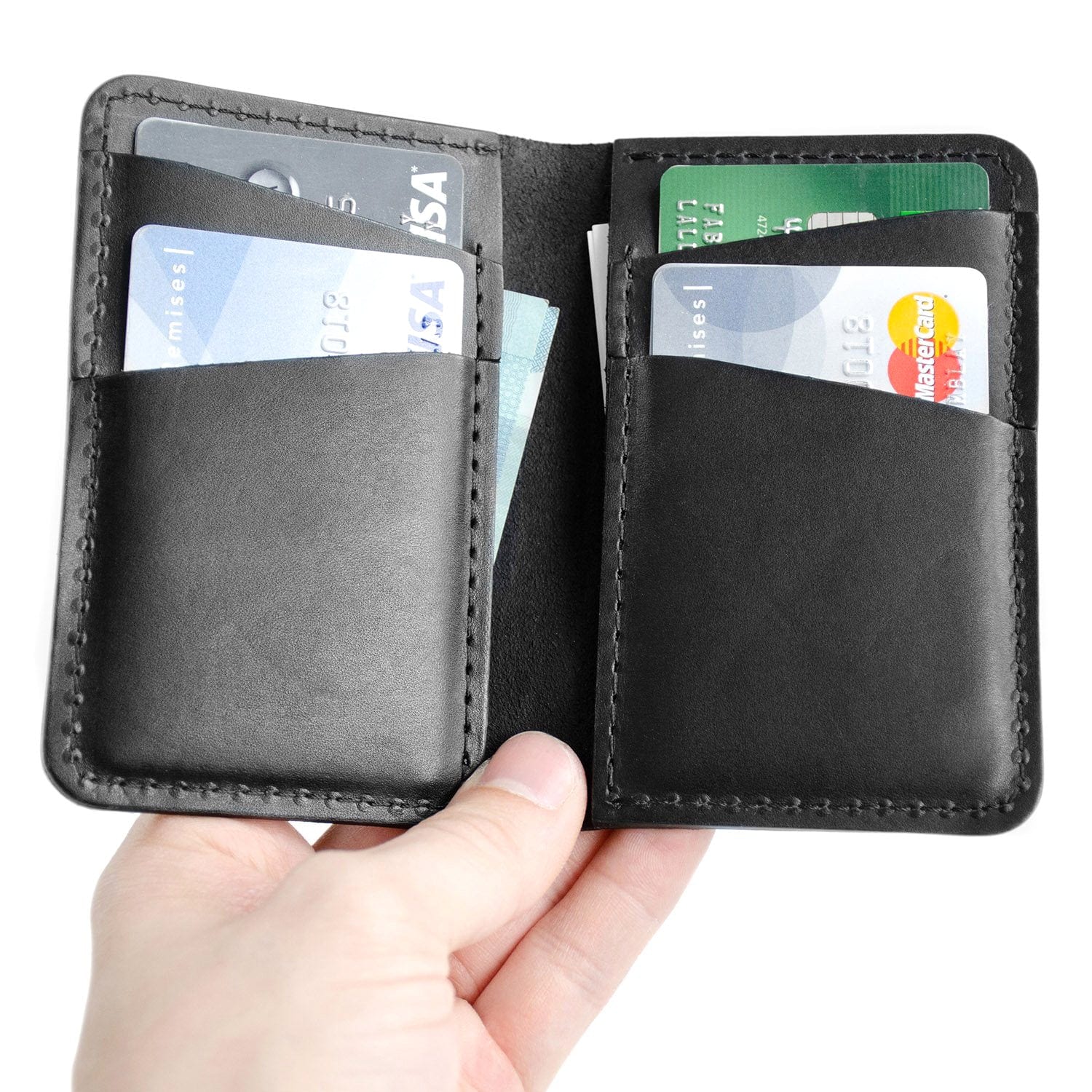 Black Leather Vertical Wallet