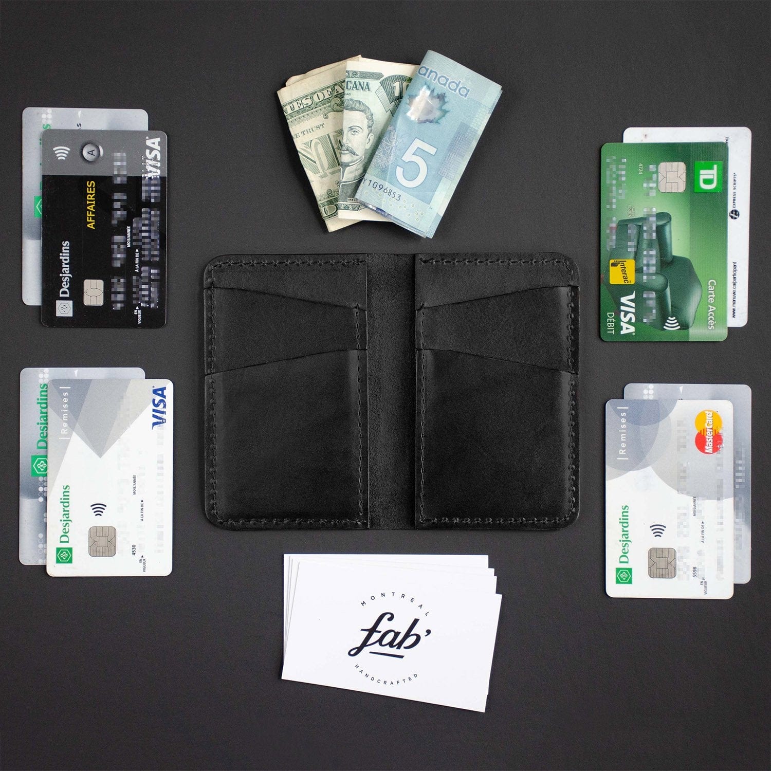 Black Leather Vertical Wallet