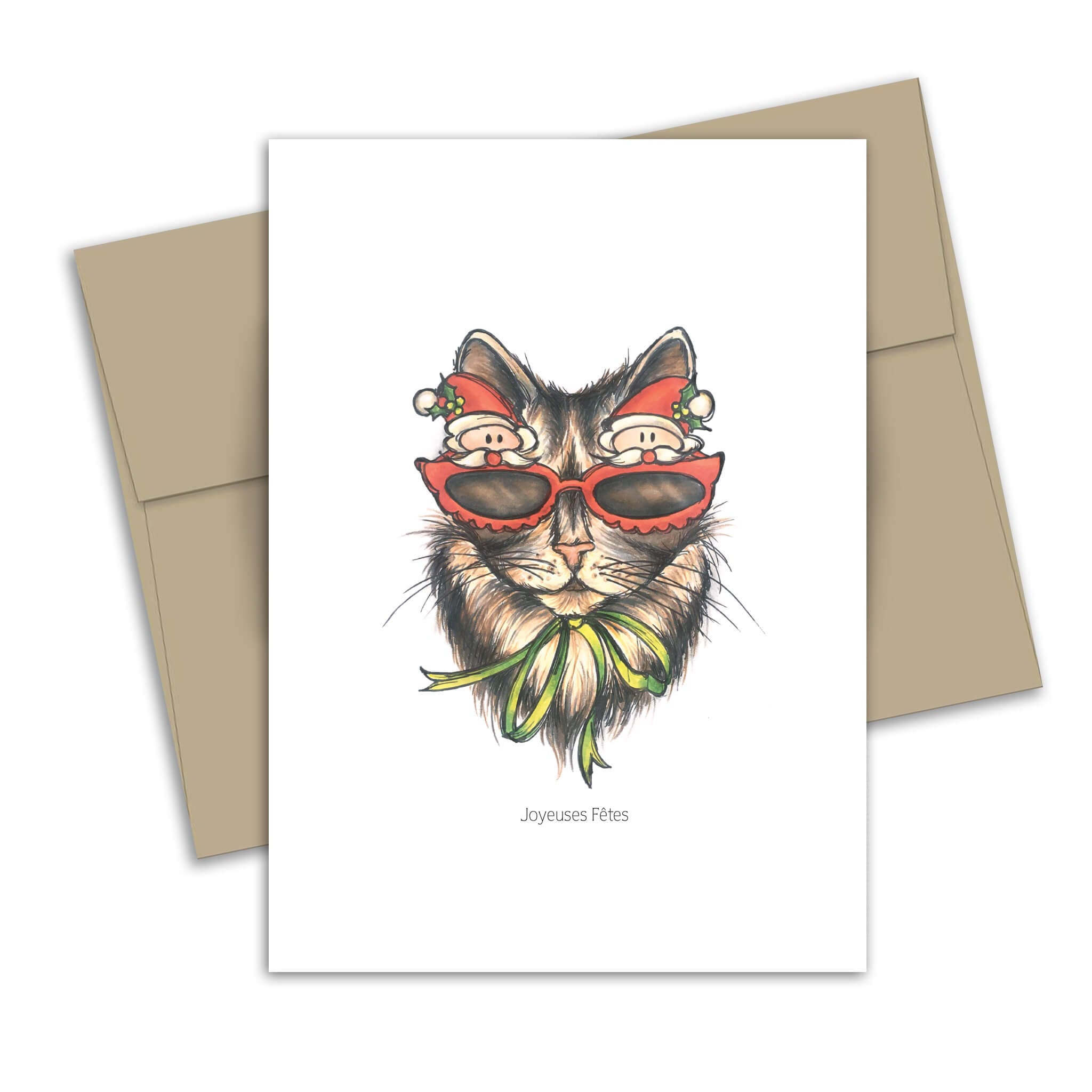 Carte de souhaits - Chat de Noël par Fêtes Grenadine vendu par SignéLocal.com