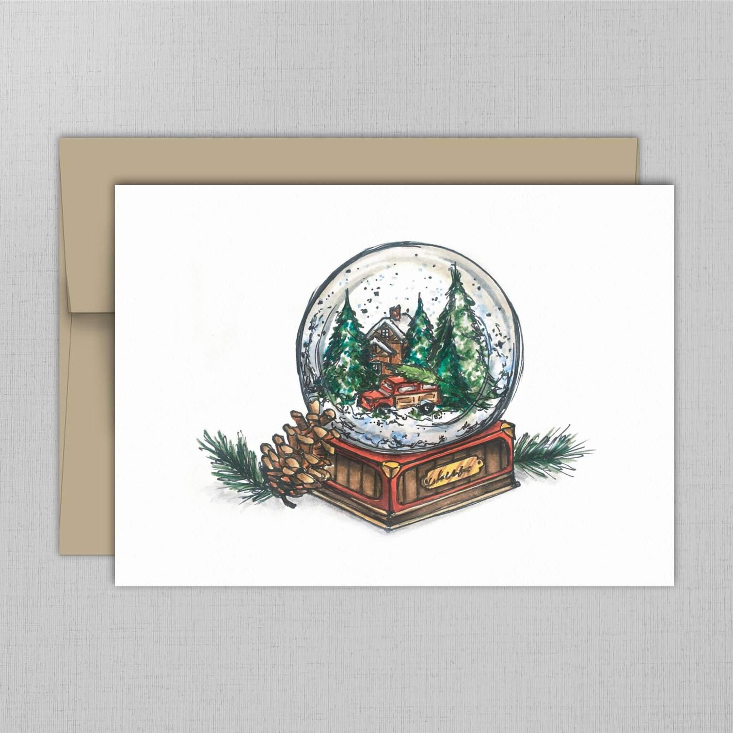 Carte de souhaits - Boule de neige