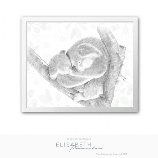 Koala mon amour - Affiche par Elisabeth Provencher - artiste vendu par SignéLocal.com
