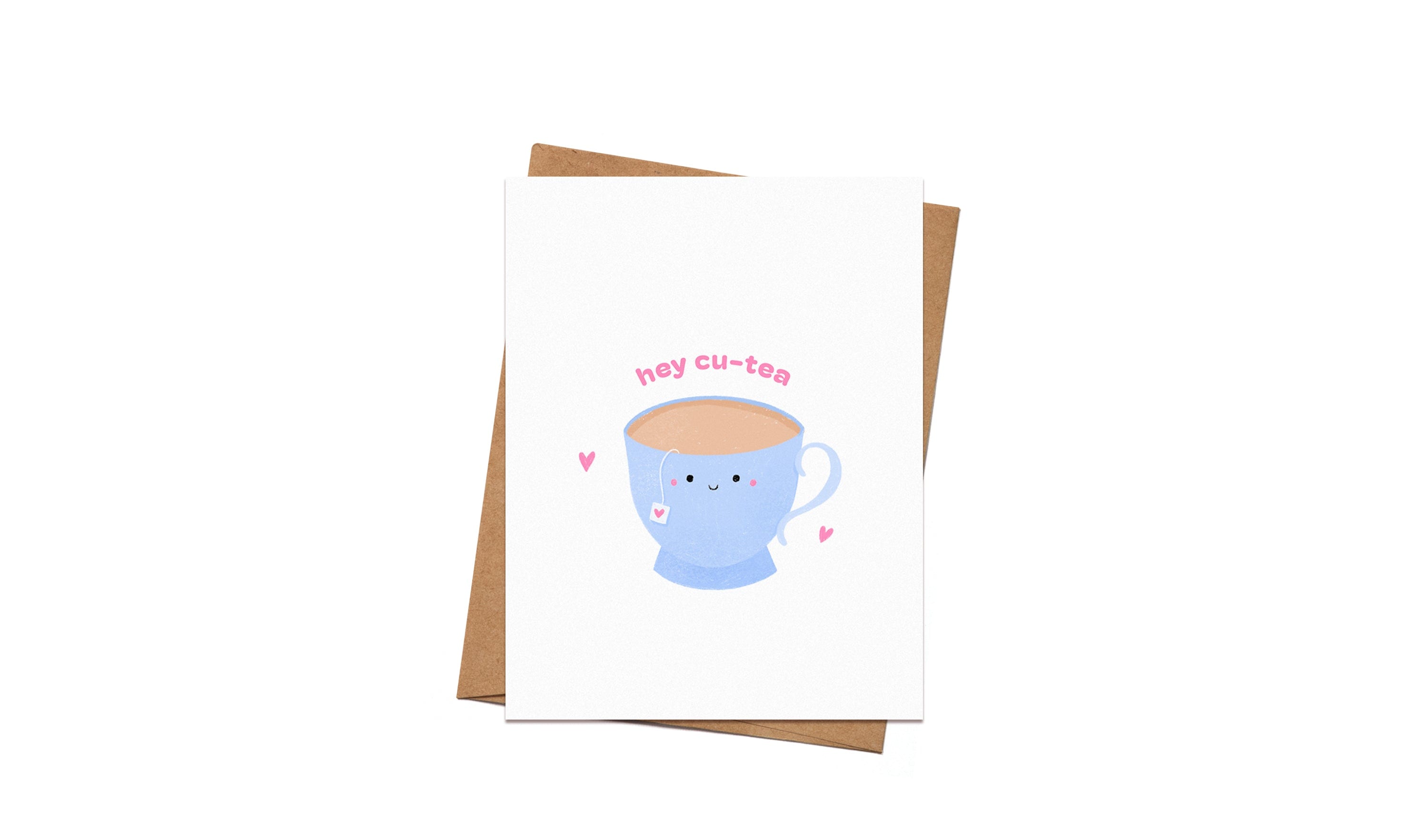 Valentine's Day Greeting Card - Hey Cutie, Cu-Tea