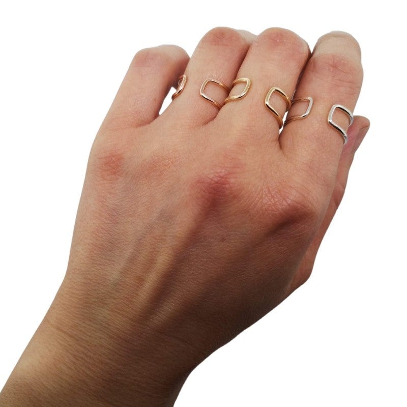 Bague double fil rectangulaire