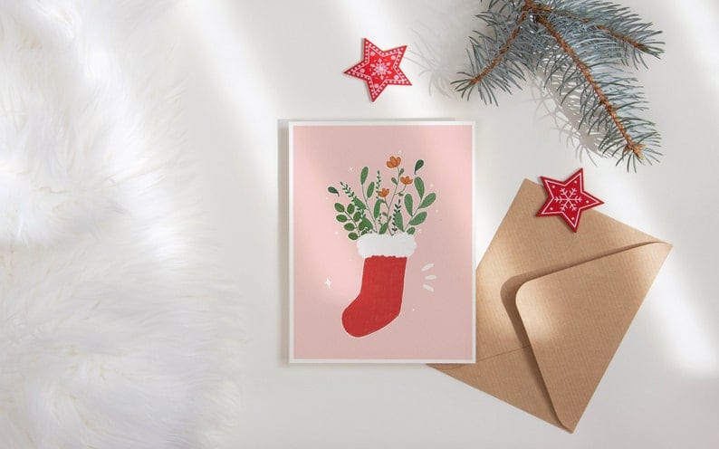 Carte de Noël - Bas de Noël