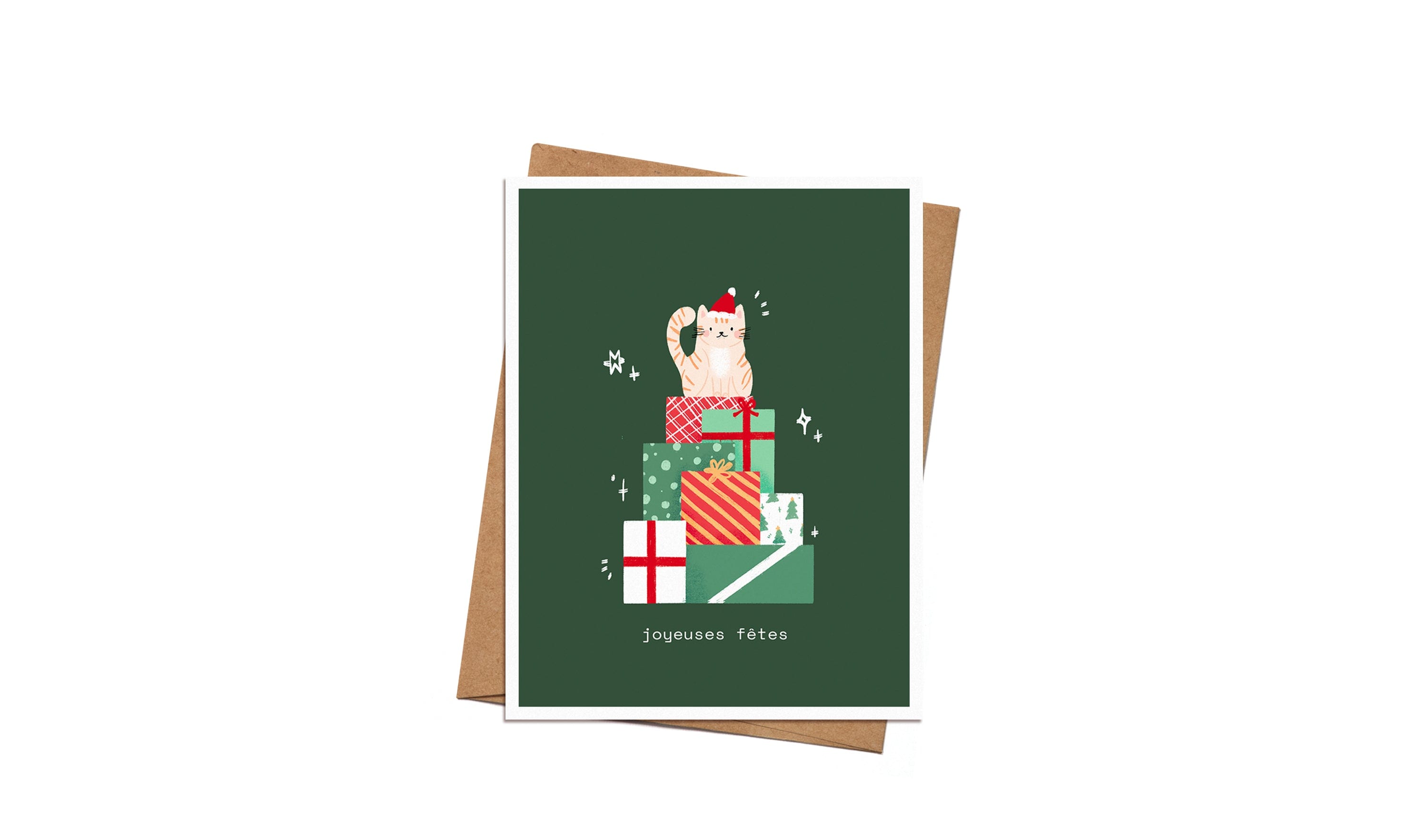 Carte de Noël - Pile de Cadeaux