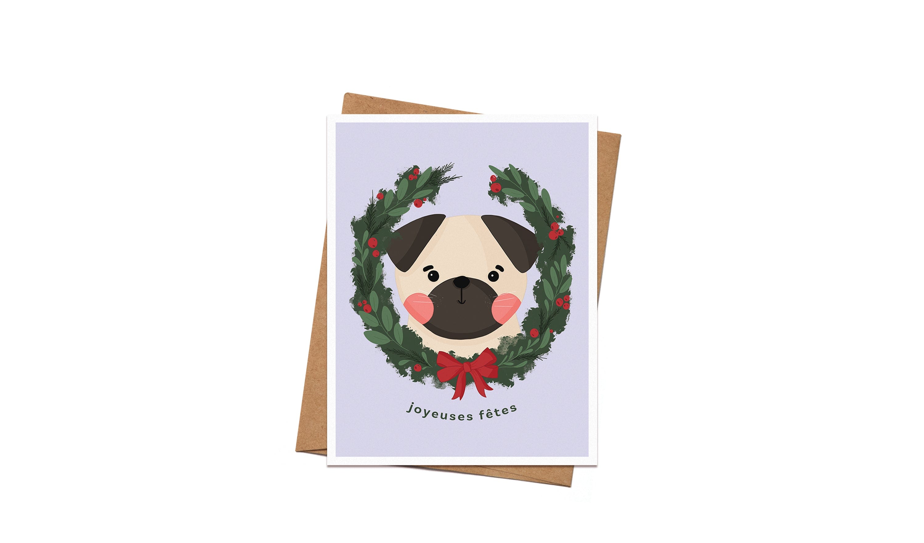 Carte de Noël - Pug