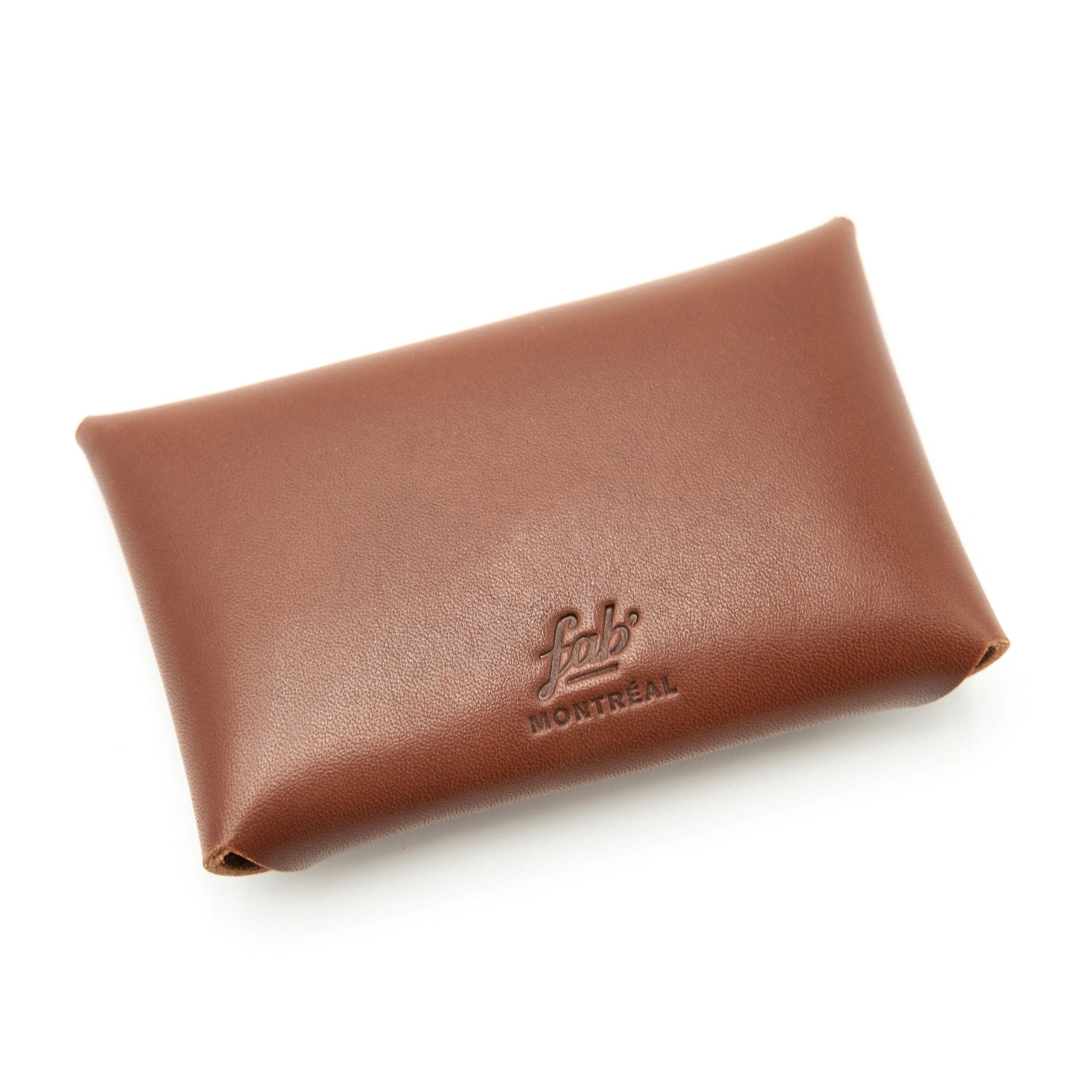 Étui à cartes en cuir brun